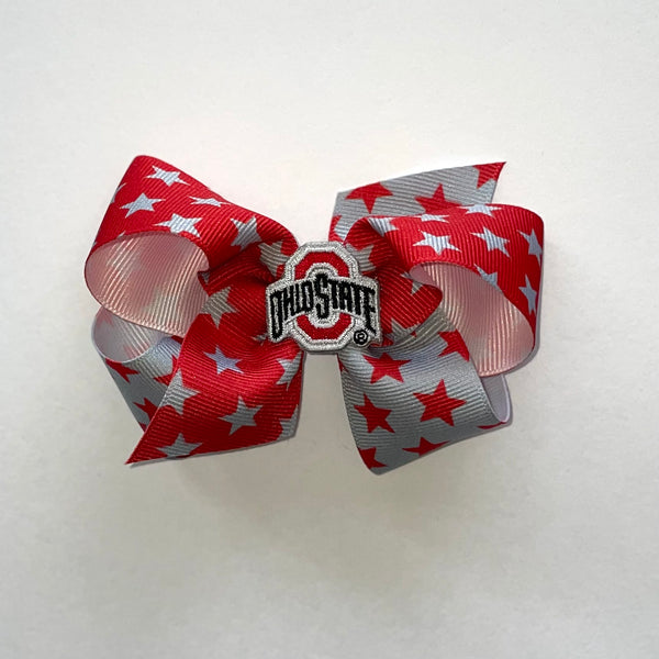 Wee Ones Medium Two-Tone Star Bow - The Ohio State University