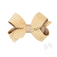 Wee Ones Mini Grosgrain Hair Bow with Wide Wale Corduroy Overlay - Tan