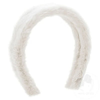 Wee Ones Velvet Solid Faux Fur Tapered Headband - White