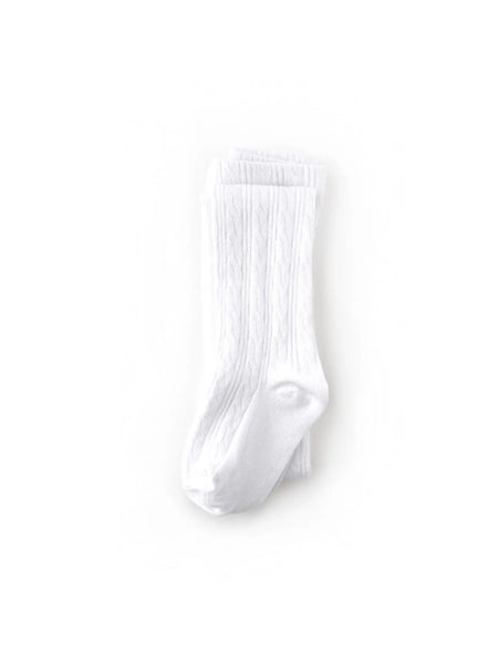 Little Stocking Co. Cable Knit Tights - White