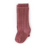 Little Stocking Co. Cable Knit Tights - Mauve Rose
