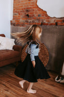 Lovie Apparel Twirl Dress - Black & White Stripe