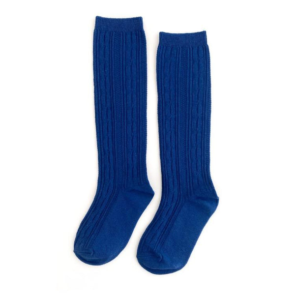 Little Stocking Co. Classic Blue Cable Knit Knee High Socks