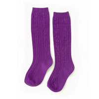 Little Stocking Co. Grape Cable Knit Knee High Socks