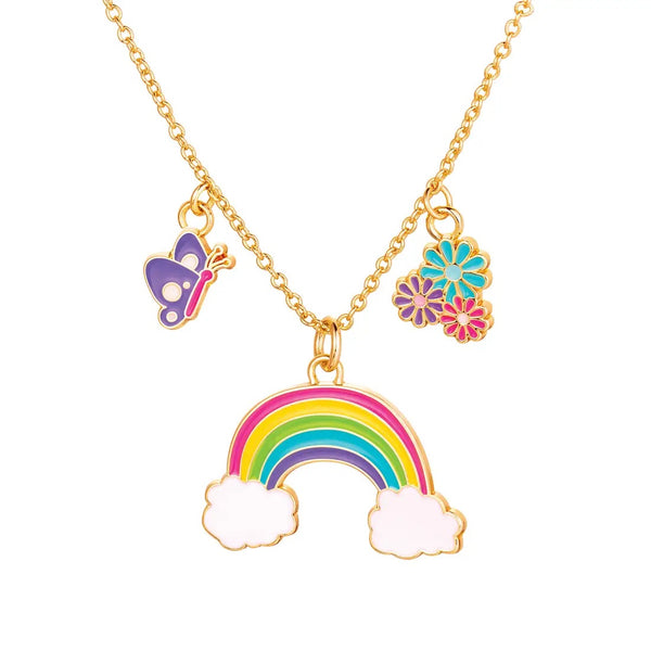 Girl Nation Cloud Luvs Rainbow Charming Whimsy Necklace