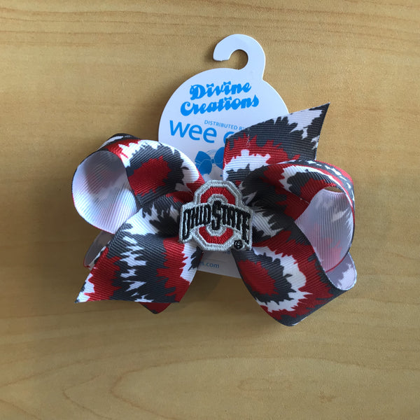 Wee Ones Medium Tie Dye Patch Bow - The Ohio State University