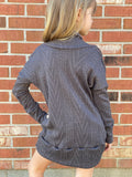 Lovie Apparel Cable Knit Cozy Cardigan - Charcoal