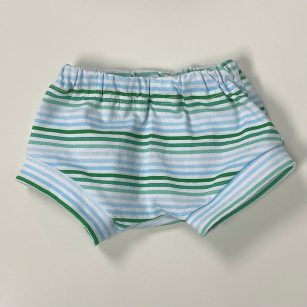 Lovie Apparel Knit Shorties - Kelly Green & Blue Stripe