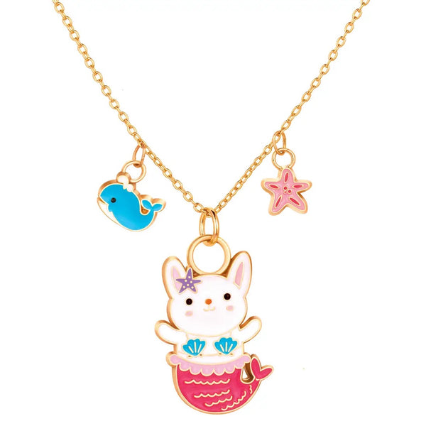 Girl Nation Rabbit Mermaid Charming Whimsy Necklace