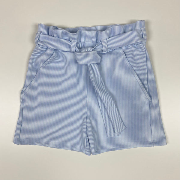 Lovie Apparel Paperbag Waist Shorts - Blue Pinstripe