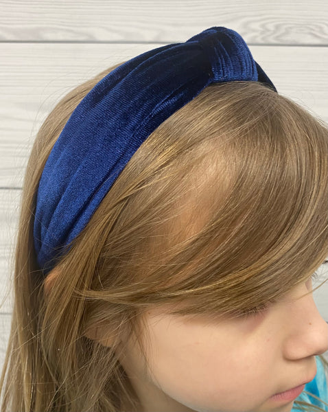 Wee Ones Velvet Wrapped Knotted Headband - Navy