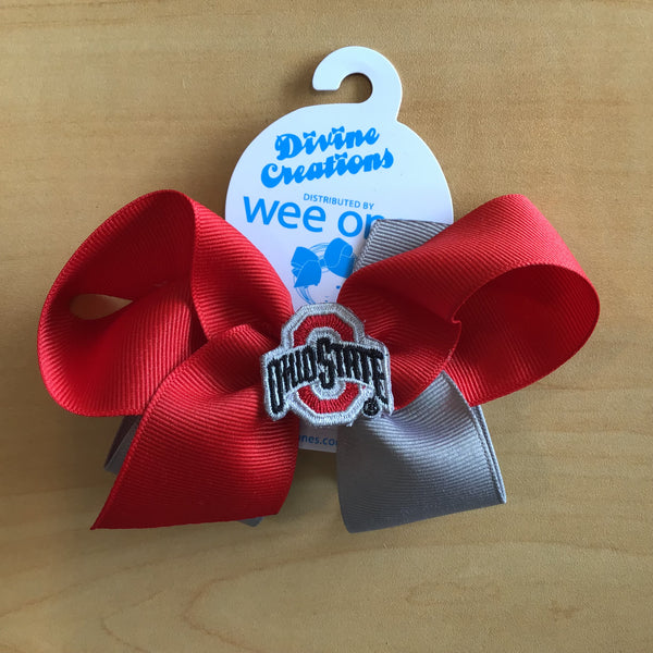 Wee Ones Medium Two-Tone Patch Bow - The Ohio State University