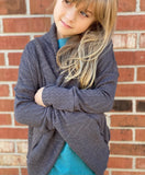 Lovie Apparel Cable Knit Cozy Cardigan - Charcoal
