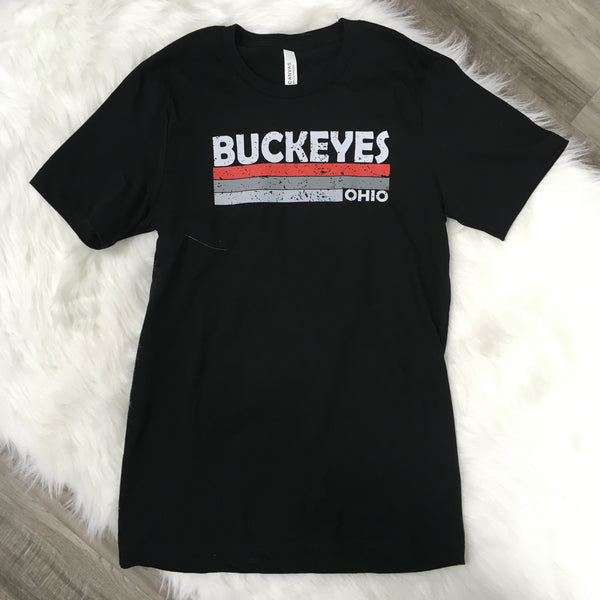 Lovie Apparel Retro Distressed Buckeyes Adult Short Sleeve T-Shirt