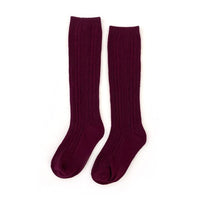 Little Stocking Co. Wine Cable Knit Knee High Socks